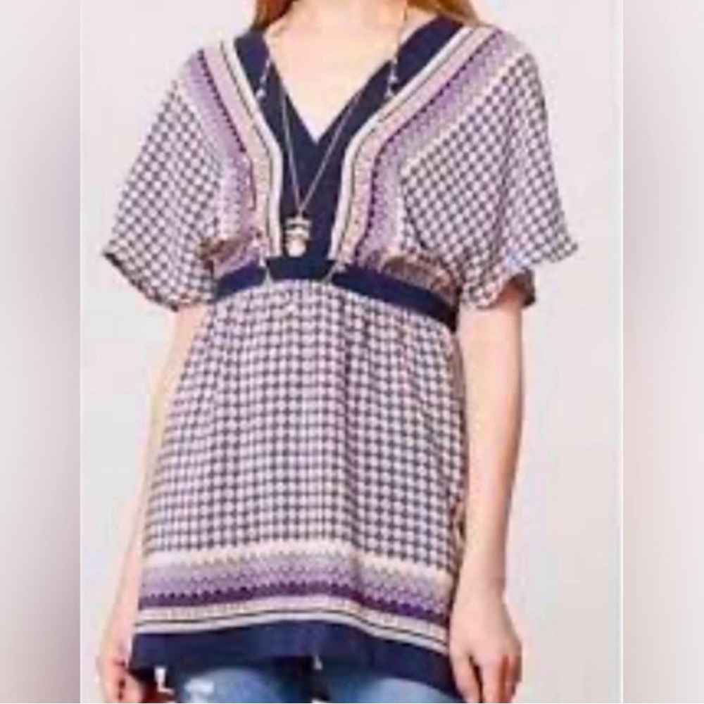 Anthropologie Meadow Rue Silk Boho Blouse‎ Tunic Dress Size M